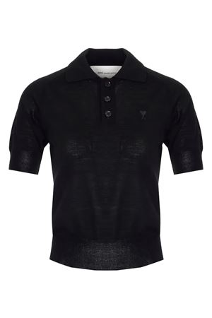 Polo in lana merino nero AMI | FPL439KN00390180