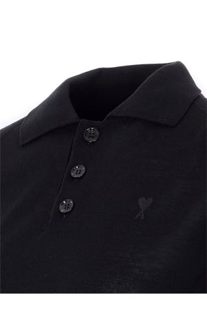 Polo in lana merino nero AMI | FPL439KN00390180