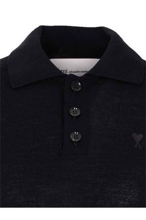 Polo in lana merino nero AMI | FPL439KN00390180