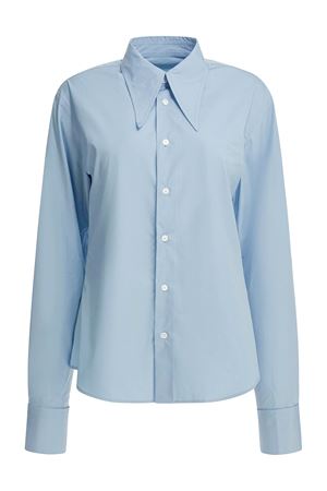 Camicia con colletto a punta in cotone blu AMI | FSH817CO0063484