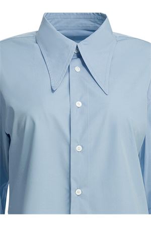 Camicia con colletto a punta in cotone blu AMI | FSH817CO0063484