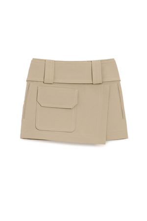 Minigonna a portafoglio in cotone beige AMI | FSK461CO0212A036