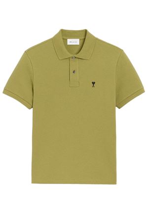 Polo a maniche corte in cotone verde AMI | HPL411760A035
