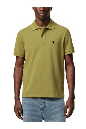 Polo a maniche corte in cotone verde AMI | HPL411760A035