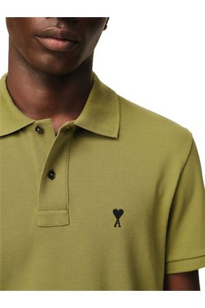 Polo a maniche corte in cotone verde AMI | HPL411760A035