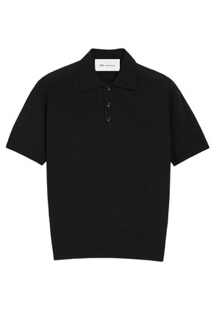 Polo in maglia leggera di viscosa nera AMI | HPL436KN0159001