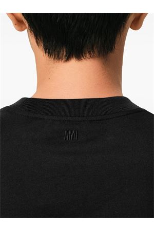 T-shirt in jersey di cotone nero AMI | HTS346724045