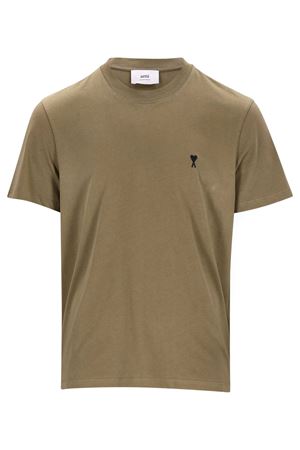 T-shirt in jersey di cotone verde AMI | HTS346724298
