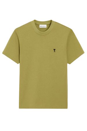 T-shirt in jersey di cotone verde AMI | HTS346724A035
