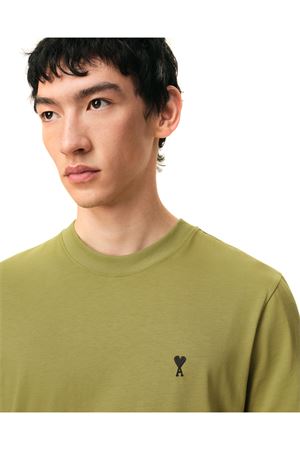 T-shirt in jersey di cotone verde AMI | HTS346724A035
