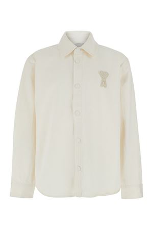 White cotton knit shirt jacket AMI | UJK897DE0126136