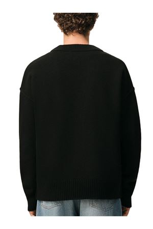 Cardigan in maglia di lana merino infeltrita nera AMI | UKC367018009