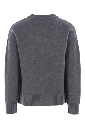 Cardigan in maglia di lana merino infeltrita grigia AMI | UKC367018084