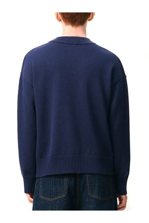 Cardigan in maglia di cotone e lana blu AMI | UKC380KN0156A116