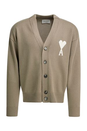 Cardigan in maglia di lana e cotone marrone AMI | UKC380KN0156A117