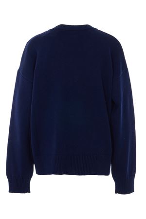 Cardigan in maglia di cotone e lana blu AMI | UKC380KN0156WA116