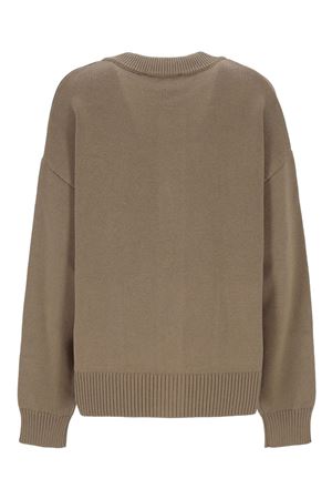 Cardigan in lana e cotone beige tortora AMI | UKC381KN0156A117