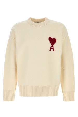 Maglione in lana panna AMI | UKS838018154