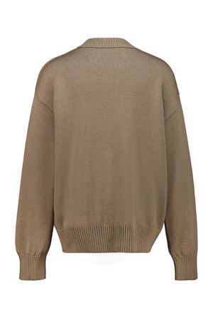 Maglione in maglia di lana e cotone color tortora AMI | UKS859KN0156A117
