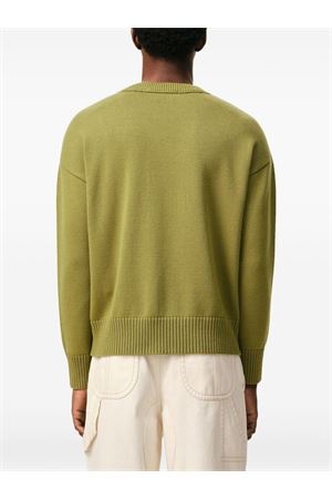Maglione in maglia di lana e cotone verde AMI | UKS859KN0156A118