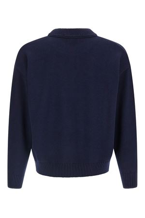 Maglione girocollo in lana e cotone blu AMI | UKS859KN0156WA116
