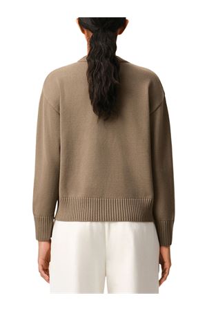 Maglione in maglia di lana e cotone color tortora AMI | UKS859KN0156WA117