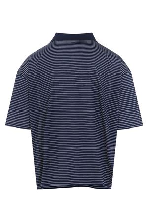 Polo blu in cotone a righe AMI | UPL422JE0212A044