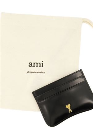 Paris card case in black glazed leather AMI | USL706AL0139001