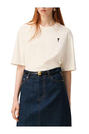T-shirt in cotone bianco panna AMI | UTS387726W136