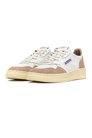 Sneakers Medalist Low In Pelle Bianca E Suede Rose Cannel AUTRY | AULWFT04.