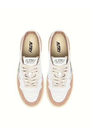 Sneakers Medalist Low In Pelle Bianca E Suede Rose Cannel AUTRY | AULWFT04.