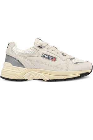 Sneakers Hyperway In Mesh E Suede Bianco E Argento AUTRY | HYLMUM18.