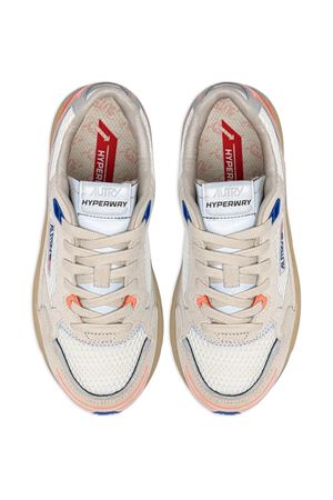 Sneakers Hyperway In Mesh E Suede Bianca e Rosa AUTRY | HYLWHU02.