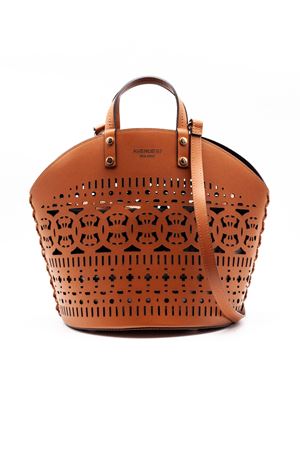 Cesta rigida in pelle laserata marrone AVENUE67 | DINAH009