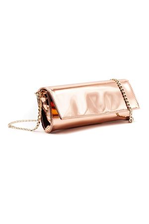 Rose gold metallic leather clutch CASTAGNA | CLUTCHRAME