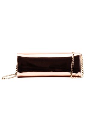 Rose gold metallic leather clutch CASTAGNA | CLUTCHRAME