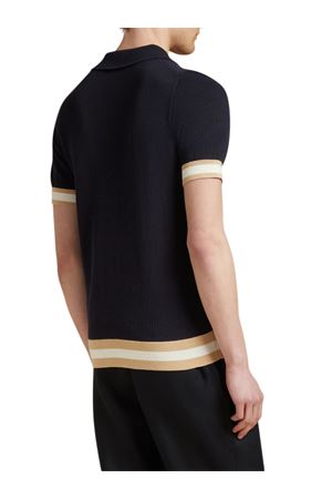 Polo Quinn in maglia di cotone blu navy e beige CHÉ | 24201212