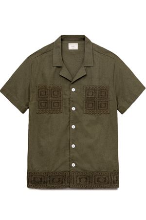 Camicia in misto lino verde CHÉ | 265950302