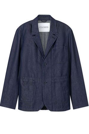 Giacca monopetto in cotone e lino blu scuro CLOSED | C8741816A20DBL