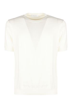 Cream white cotton knit T-shirt CRUCIANI | U6155807GC2Z0025