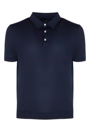 Blue silk and cotton blend polo shirt DONDUP | UT230M00918U002890