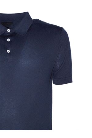 Blue silk and cotton blend polo shirt DONDUP | UT230M00918U002890