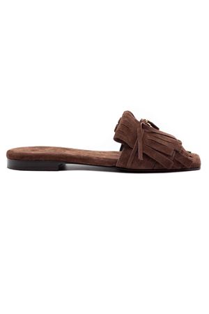 Low brown suede sabot sandals DONNARÍ | GD19BTMORO