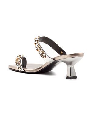 Sandalo mule in pelle laminata platino DONNARÍ | GD54GPLATINO