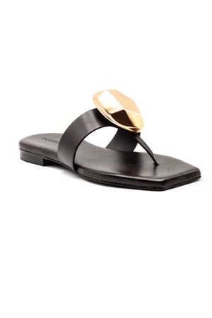 Sandalo basso in cuoio marrone scuro DONNARÍ | GD56BFONDENTE
