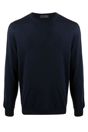 Dark blue 140's superfine merino wool jumper DRUMOHR | D0D103790