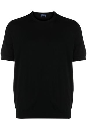 Black fine knit cotton T-shirt DRUMOHR | D0GN100L690