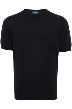 Dark Blue fine knit cotton T-shirt DRUMOHR | D0GN100L795