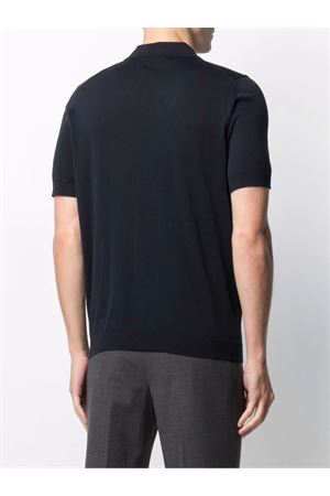 Dark Blue fine knit cotton polo shirt DRUMOHR | D0GN146L795