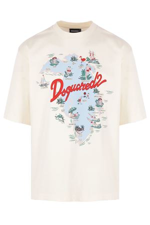 T-shirt in jersey di cotone color avorio DSQUARED | S71GD1643D20020103